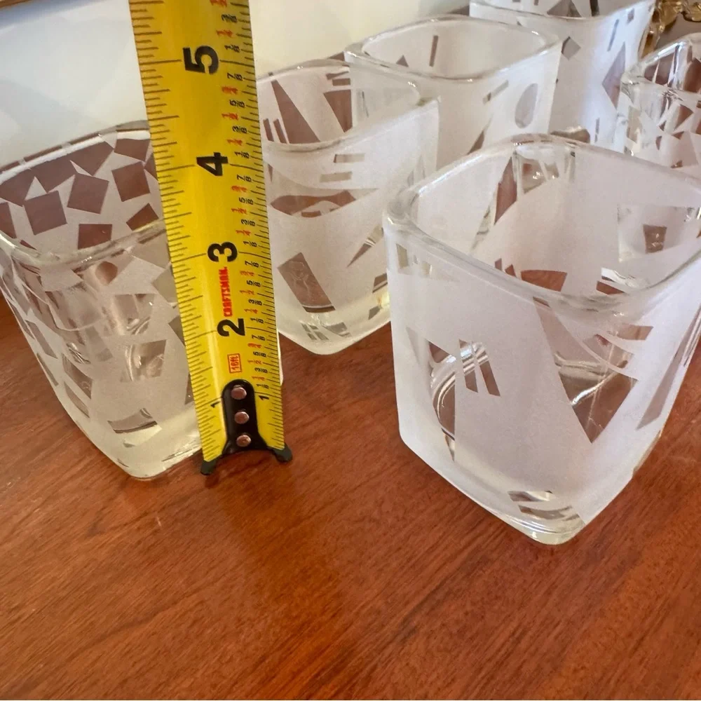 Robert McCandless Vintage Frosted Lowball Glasses Set of 6